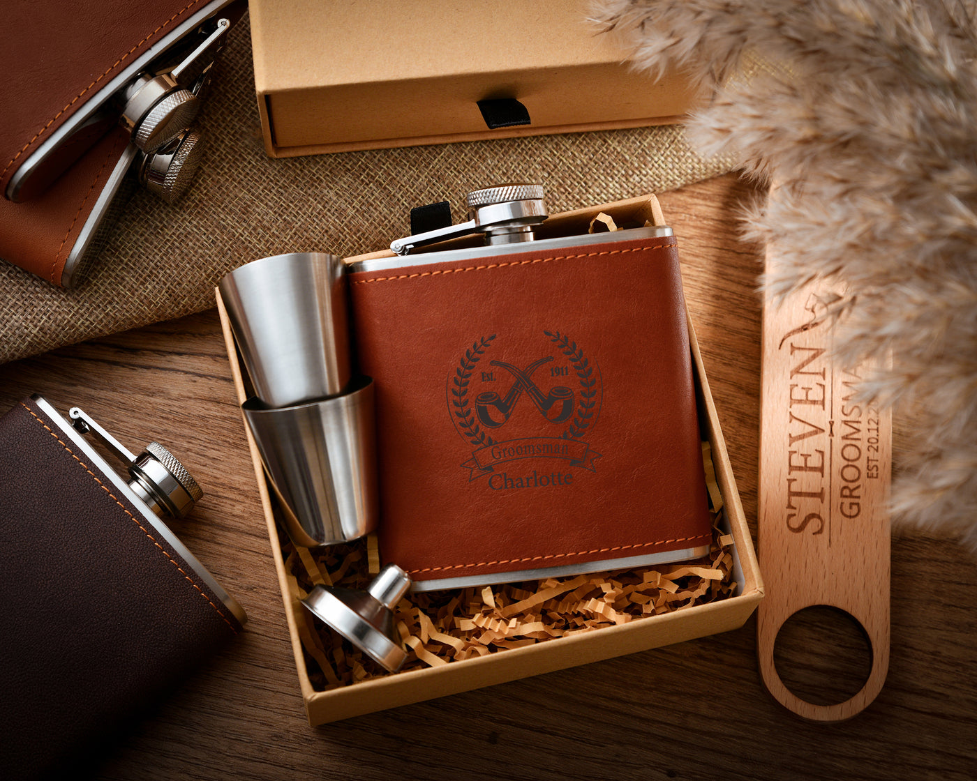 Groomsmen Gifts Set Personalized Flask Bachelor Party Proposal Gift Custom Engraved Flask Best Man Gift Idea