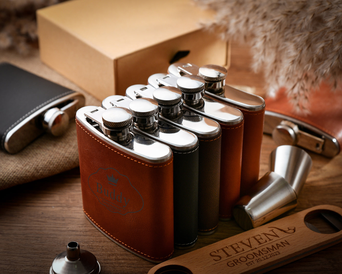 Groomsmen Gifts Set Personalized Flask Bachelor Party Proposal Gift Custom Engraved Flask Best Man Gift Idea