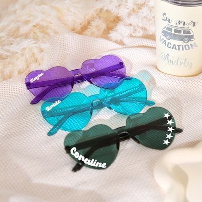 Elegant Heart-Shaped Bridal Party Sunglasses for Photo Booth and Outdoor Celebrations