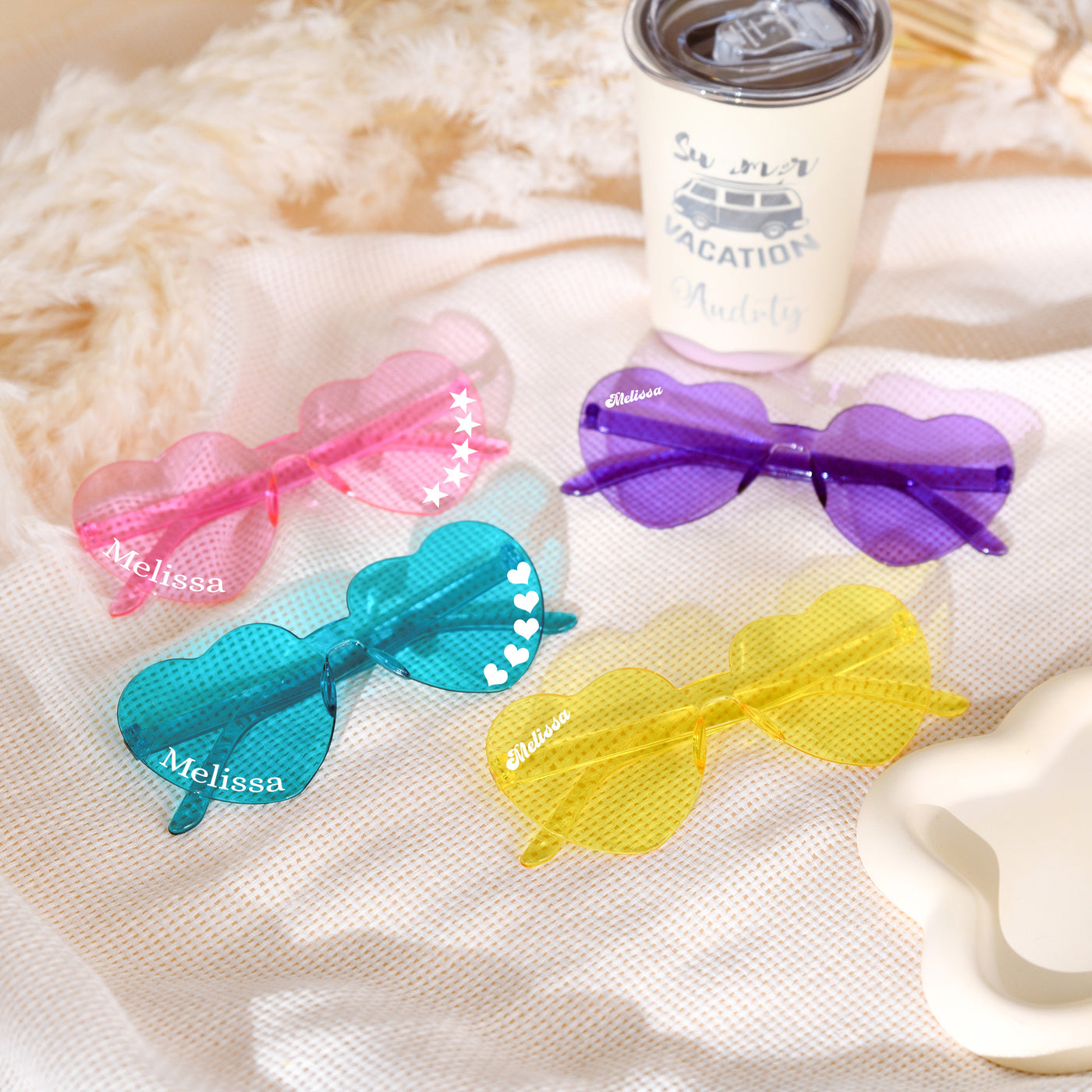 Elegant Heart-Shaped Bridal Party Sunglasses for Photo Booth and Outdoor Celebrations