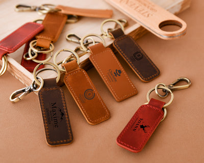 Customized Leather Keychain - Handcrafted Personalized Key Chain for a Touch of Elegance and Individuality
