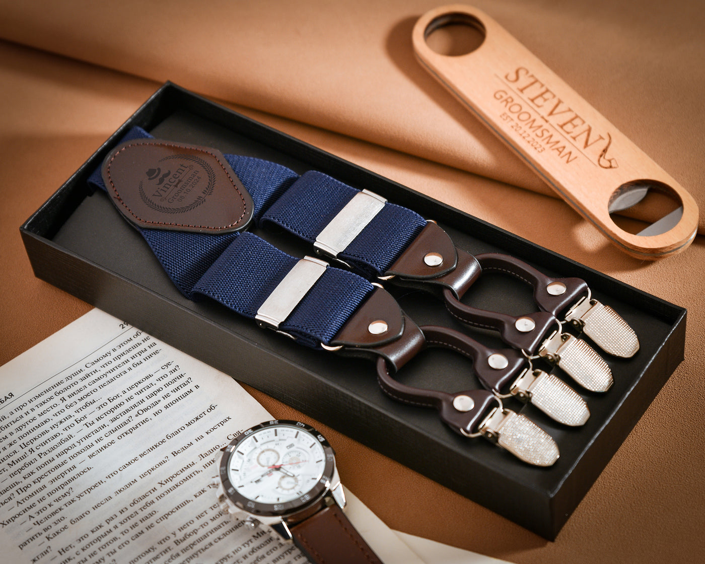 Personalized Men’s Y-Shaped Heavy Duty Suspenders Elastic Straps, Men’s Leather Suspenders, Anniversary Gifts Groomsmen Gift