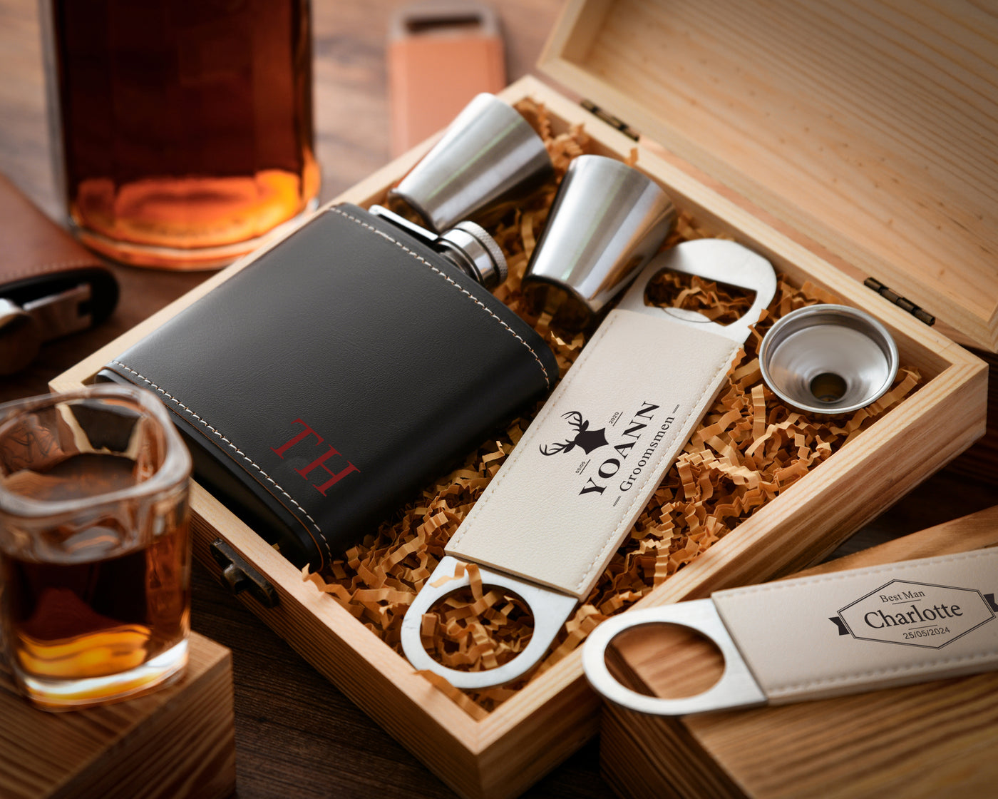 Engraved Groomsman Proposal Flask Set, Bachelor Party Gift, Personalized Flask, Best Man Gift Flask Set