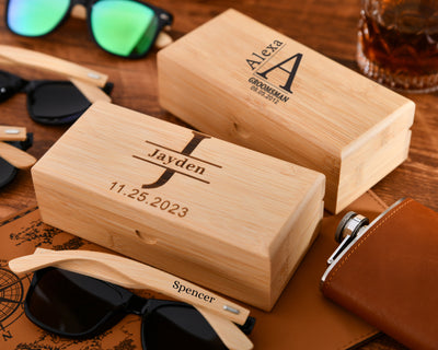 Custom carving sunglasses box for best man, personalized wooden gift box, wedding favors, groomsmen sunglasses